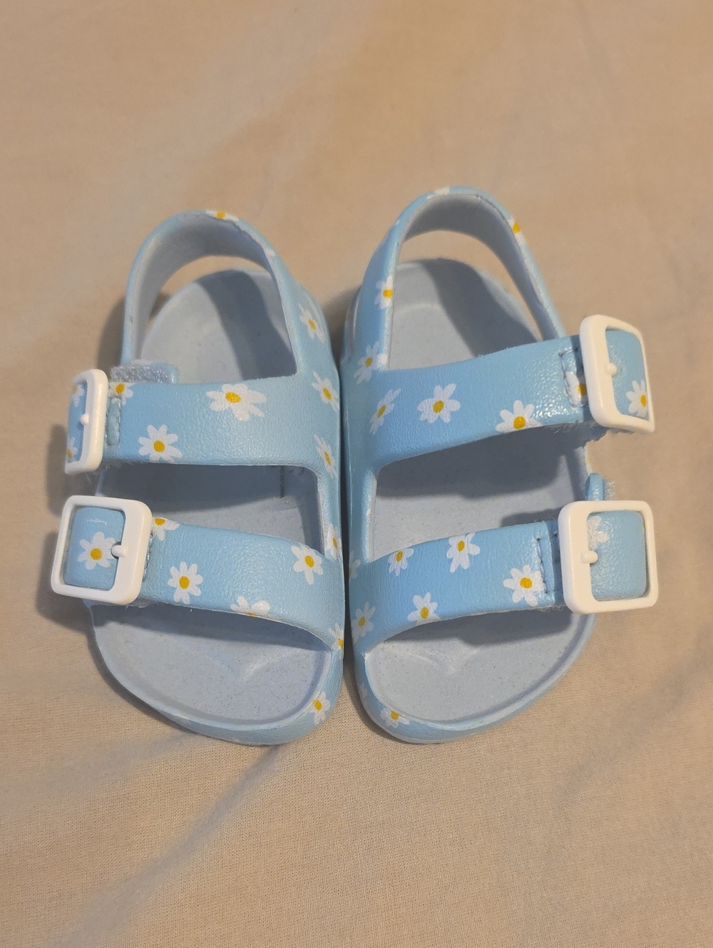 Baby Girl Blue Daisy Print Adjustable Sandals